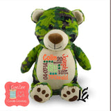 Personalized Camo Bear Stuffed Animal, Personalized Baby Gift , Birth Announcement Gift, Baby Shower Gift, Cubbie, Custom, Stuffy