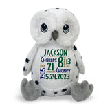 Personalized Owl, Stuffed Animal, Personalized Baby Gift , Birth Announcement Gift, Baby Shower Gift, Cubbie, Custom, Stuffy