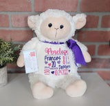 Personalized Lamb Stuffed Animal, Personalized Baby Gift , Birth Announcement Gift, Baby Shower Gift, Cubbie, Custom, Stuffy