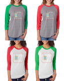 Merry and Bright- Distressed, Women's Shirt, Christmas Shirt, Christmas Raglan, Merry Christmas Shirt