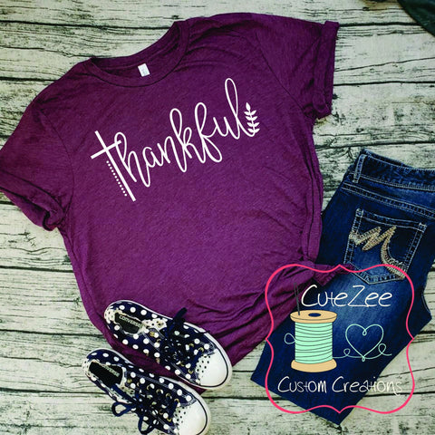 Thankful, Fall Tee, Greatful Thankful Blessed, Thanksgiving Shirt, Mom Shirt, Mom T-Shirt, Maroon, Unisex Bella Canvas, Soft Shirt,