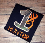 Hunter's First Birthday Onesie/Shirt (Short Sleeve)