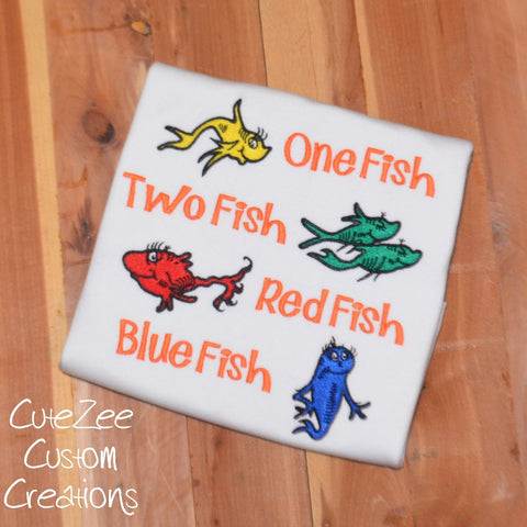 One Fish Two Fish Red Fish Blue Fish Onesie/Shirt (Short Sleeve)
